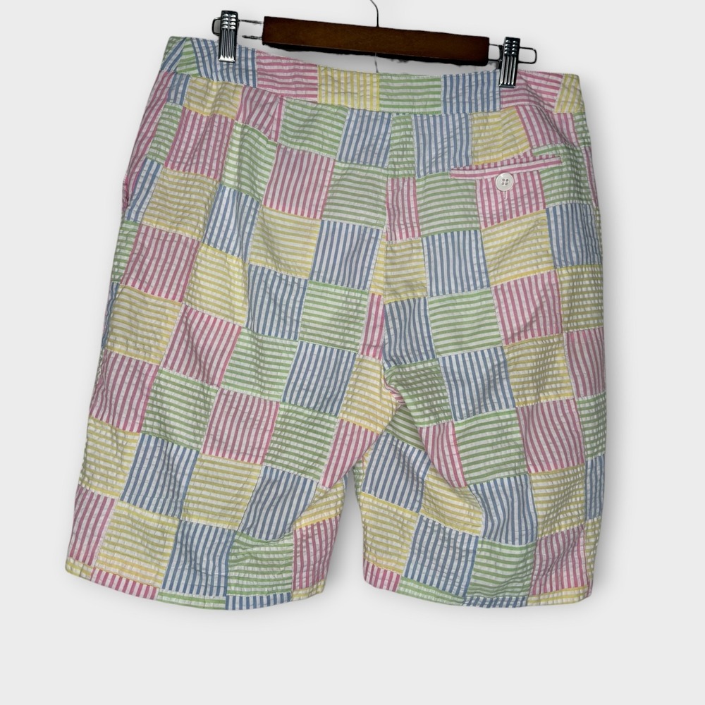 EP Pro Golf Shorts Pastel Blue Green Pink Yellow Seersucker Madras Women's 12 - Picture 3 of 7